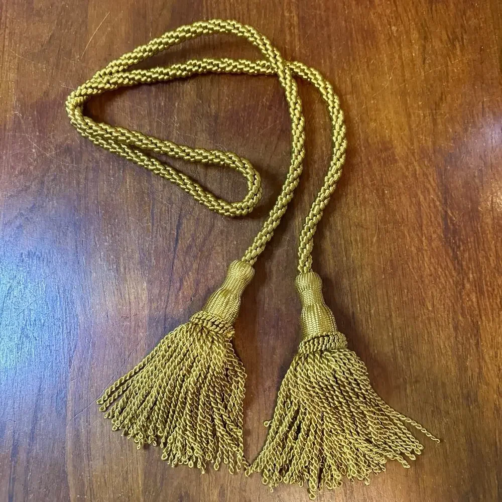 Cambridge Weighted Pew Rope 4 Ft Gold Braided Rope 5” Tassels Pair New